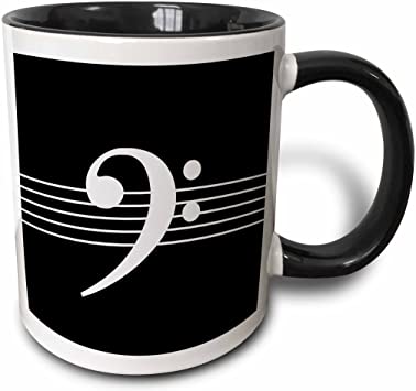 3dRose Treble G-Clef Staves Staff Black And White Music Gift Mug, 1 Count (Pack of 1)