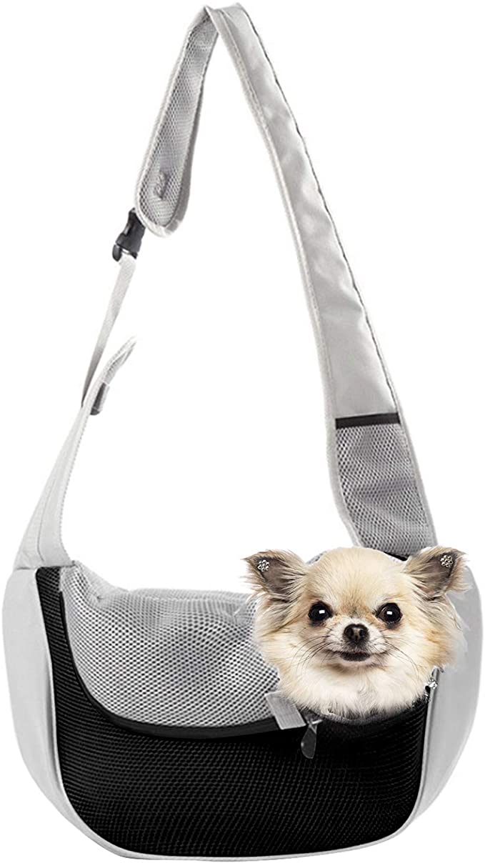 EVBEA Dog Carrier Sling Front Pack Cat Puppy Carrier Purse Breathable Mesh Travel for Small or Medium Pet Dogs Cats Sling Bag