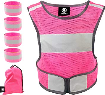 HiVisible Reflective Vest - Reflective Running Gear for Men and Women for Night Running, Biking, Walking. Reflective Running Vest, Safety Straps, Reflector Strips