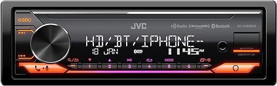 JVC KD-X480BHS Multimedia Car Stereo, Single Din, Built in Amazon Alexa, Blutooth Audio and Hands Free Calling, MP3, USB, AUX-in, AM/FM Radio Receiver, SiriusXM Ready, HD Radio