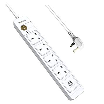 Huntkey Extension Lead, 2 USB Ports 4 Way Power Strip with 3M Power Cord Surge Protector