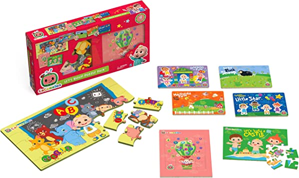 CoComelon, 7-Pack Jigsaw Puzzle Mega Bundle Includes Foam Wood Inlay Puzzles Featuring JJ & Friends from the Netflix YouTube Show, for Kids Ages 4