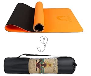 Bodylastics Yoga Mat for Men and Women with Carry Bag TPE 6ft x 2ft x 6mm Large Size Anti Slip & Anti Tear Workout Mat