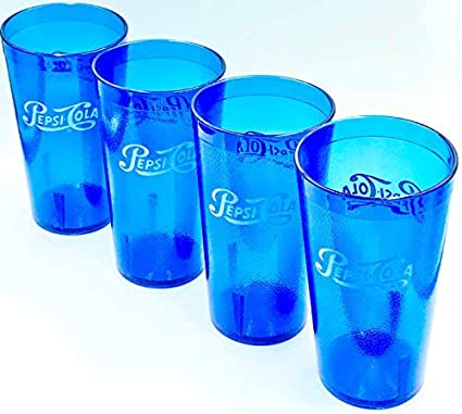 Classic Pepsi Script Logo Royal Blue Plastic Tumblers Set of 4-16oz - BPA Free - Carlisle Quality Tumblers