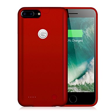 iPhone 7 plus Battery Case,HETP 4100mAh Rechargeable Protective Case External Portable Charger Battery Pack with 4 LED Indicator & 1.4X Power Life Red-18 Month Warranty