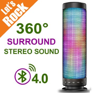 InaRock 10W Hi-Fi Portable Wireless Bluetooth 40 Speaker 5 LED Light Visual Display Mode Powerful Sound with Build in Microphone Support Hands-free Function TF Card