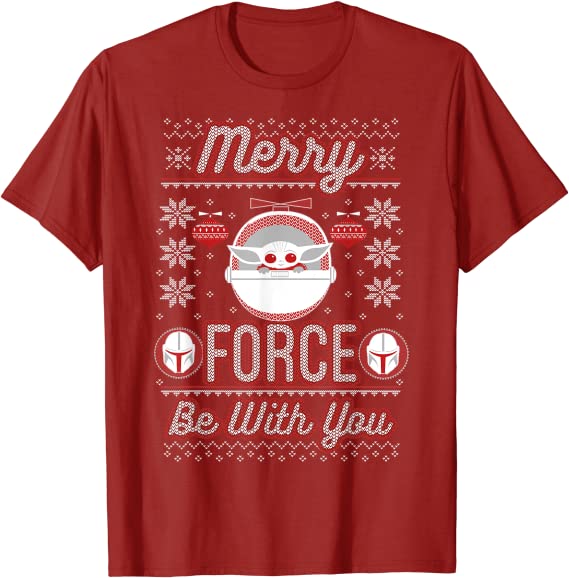 Star Wars The Mandalorian Christmas Merry Force Be With You T-Shirt