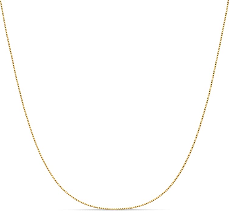 Amazon Collection Sterling Silver Thin 0.6mm Box Chain Necklace
