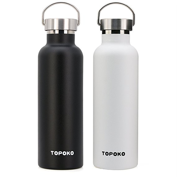 TOPOKO 25 oz Stainless Steel Vacuum Insulated Water Bottle, Keeps Drink Cold up to 24 hours & Hot up to 12 hours, Leak Proof and Sweat Proof. Large Capacity Sports Bottle