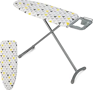 COSTWAY Ironing Board Full Size, Foldable Iron Stand with Extra Ironing Board Cover, 7-position Adjustable Height, Iron Rest & Safety Lock, 44” x 14” Iron Table for Dorm Home, Laundry Room Use (White)