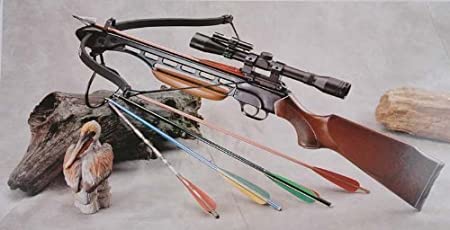 Cobra Bows 150 Lbs Wood Crossbow with Scope and Pack of Metal Arrows