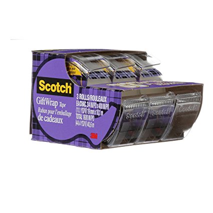 Scotch Gift Wrap Tape, 19mm x 10.1m Per Roll, 3 Rolls, (311X-OS-24)