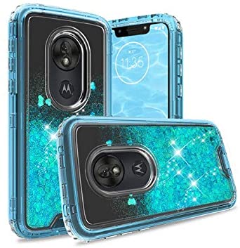 Wydan Case for Moto G7 Play, Alcatel T-Mobile Revvlry - Hybrid Liquid Bling Glitter Waterfall Hard Protective Shockproof TPU Phone Cover
