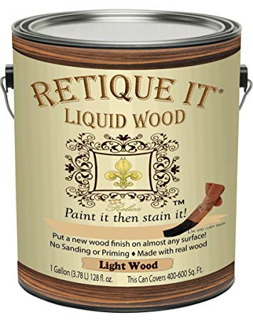 Retique It Liquid Wood - Light Wood Gallon - Paint it Then Stain it - Stainable Wood Fiber Paint - Put a Fresh Coat of Wood on it (128oz Light Wood)