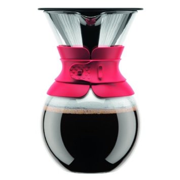 Bodum 11571-294 Pour Over Coffee Maker with Permanent Filter, 34 oz, Red