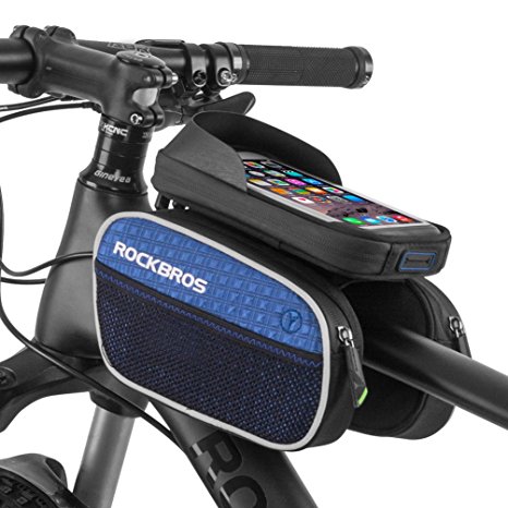 RockBros Bicycle Handlebar Bag Cycling Frame Bag for 5.7" 6.0" Touch Screen Phone Black