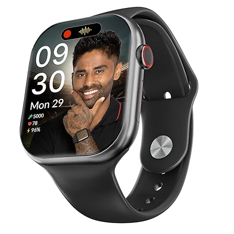 CrossBeats Nexus 2.1” Super AMOLED Display Smart Watch with ChatGPT-Powered| Dynamic Island| 5.3 Bluetooth Calling Smartwatch| Always on| in-app GPS| 500  Watch Faces| AI Health Tracker -(Black)