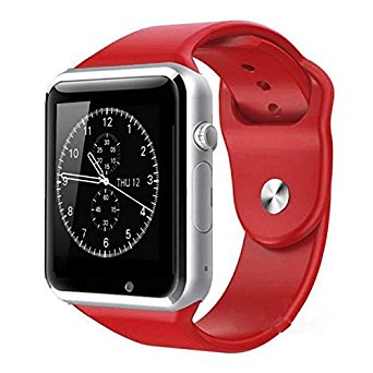 Bluetooth Smart Watch with Camera, TechFaith A1 Smart Watch for Android Smartphones (Red)