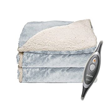 Sunbeam TST8VA-R581-41A66 Sherpa RoyalMink Electric Heated Throw Blanket - Breeze Blue by Sunbeam