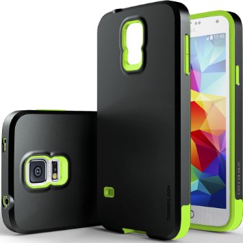 Galaxy S5 Case, Caseology® [Sleek Armor Series] Dual Layer Impact Resistant [Black / Lime] [Slim Fit Armor] for Samsung Galaxy S5 - Black / Lime