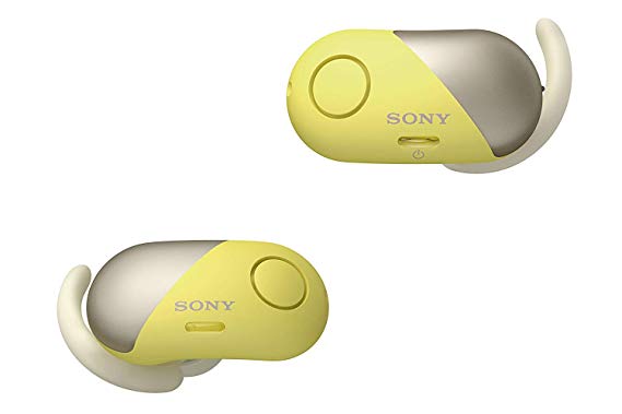 Sony Wireless Bluetooth in Ear Headphones: Noise Cancelling Sports Workout Ear Buds - Cordless, Sweatproof Sport Earphones, Built-in Microphone, Extra BASS –Yellow WF-SP700N/Y (International Version)