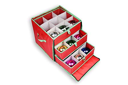 nGenius Christmas Ornament Storage Box with Drawers for 27 Large Ornaments