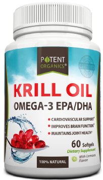 Premium Krill Oil - Nutritional Supplement - Essential Anti-Aging Oil - Best for Cardio Vascular and Joints Health - 60 Softgel Caps - Omega 3 EPADHA
