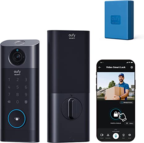 eufy Security S330 Video Smart Lock, 3-in-1 Camera Doorbell Fingerprint Keyless Entry Door Lock,   Rechargeable Battery