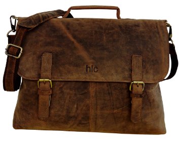 Handolederco Vintage Buffalo Leather Messenger Satchel Laptop Briefcase Unisex Bag Crazy Vintage Leather Messenger Briefcase Bag