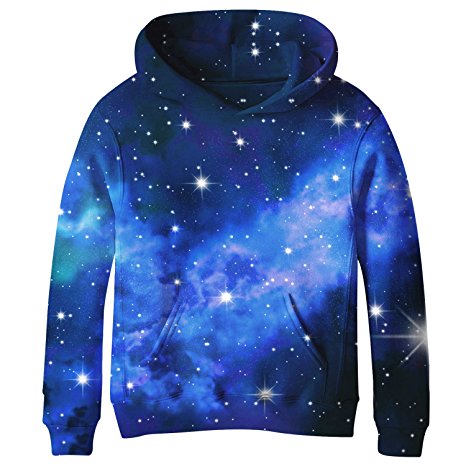 SAYM Teen Boys' Galaxy Fleece Sweatshirts Pocket Pullover Hoodies 4-14Y