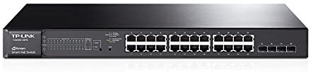 TP-Link JetStream T1600G-28PS (TL-SG2424P) 24 Port Gigabit Smart Managed PoE  Switch with 4 SFP Slots (Supports 24 Gigabit PoE  Port, 192 W Budget, Rackmount)