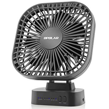 OPOLAR Battery Operated Fan, 5200mA Rechargeable Battery Powered Fan, Strong Wind but Quiet, Timer Setting, USB or Battery Powered for Office or Outdoor, Small Mini Personal Desk Fan