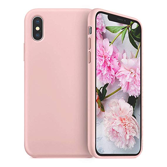 JAZ iPhone Xs Max Silicone Case Ultra Slim Liquid Silicone Gel Rubber Full Body Protection Shockproof Cover Case for iPhone Xs Max 6.5 inch (2018) - Sand Pink