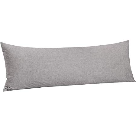 NTBAY Stone Washed Cotton Body Pillow Cover, Reduces Allergies and Respiratory Irritation for Adults Pregnant Body Pillowcase, 20 x 54 Inches, Grey