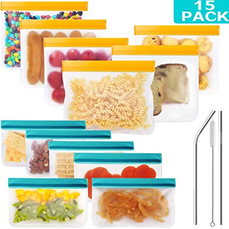 Reusable Sandwich Bags& Reusable Ziploc Bags- Reusable Snack Bags for kids/Storage Bags/Leakproof Lunch Bag/Freezer Bag for Food Storage- Fruit|EXTRA THICK|Travel Items Silicone (X-Large)