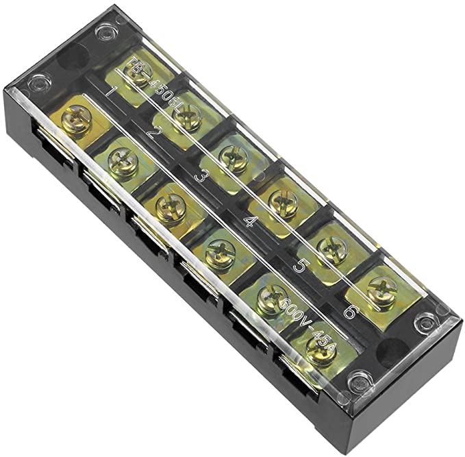 uxcell Dual Rows 6 Positions 600V 45A Wire Barrier Block Terminal Strip TB-4506L