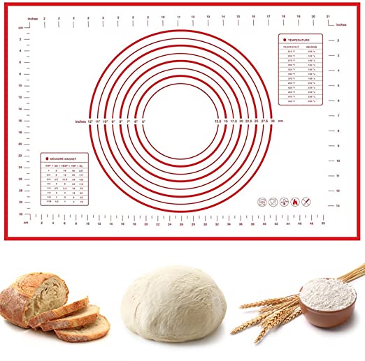 TYC Silicone Pastry Mat with Measurements Non-Slip Non-Stick Silicone Placemat Counter Mat Liner for Baking Cookie Fondant Pastry Pizza Pie Dough 15.75"*23.62"
