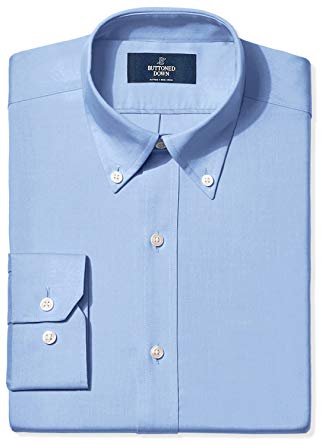 Buttoned Down Men's Fitted Solid Pinpoint Non-Iron Dress Shirt (3 Collars Available)