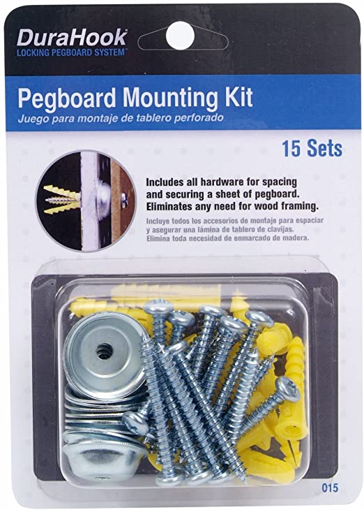 Steel/Plastic Pegboard Mounting & Spacer Kit for DuraBoard or 1/8 in. and 1/4 in. Pegboard, 15 Sets