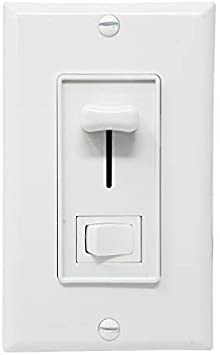 TEKLECTRIC - Slide Light Dimmer Switch for LED Lights, Incandescent, Halogen, or Dimmable CFL Lamps Compatible - Knob Dimming Light Switch includes Wallplate - White