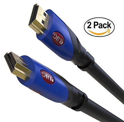 PlugLug HDMI Cable 3ft - HDMI 2.0 (4K) Ready Cord - High Speed 18Gbps - Gold Plated Connectors - Supports Ethernet, 3D, and Audio Return - Triple Shielded - Black (2 Pack)