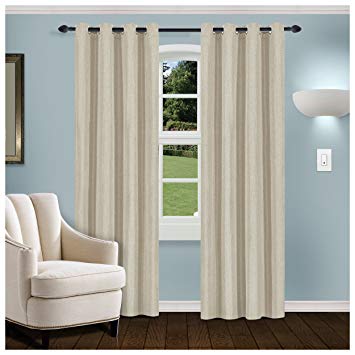 Superior Linen Textured Blackout Curtain Set of 2, Thermal Insulated Panel Pair with Grommet Top Header, Classic Natural Look Room Darkening Drapes, Available in 4 Lengths - Cream, 52”x84” each