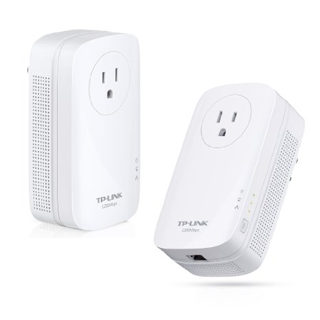 TP-LINK TL-PA8010P KIT AV1200 Gigabit with Power Outlet Pass-through Powerline Adapter, Up to 1200Mbps