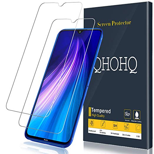 [2-Pack] QHOHQ Screen Protector for Xiaomi Mi 9 Lite,Redmi Note 8,Redmi Note 7,Redmi 7, [9H Hardness] [Bubble Free] HD Transparent Scratch-Resistant Tempered Glass