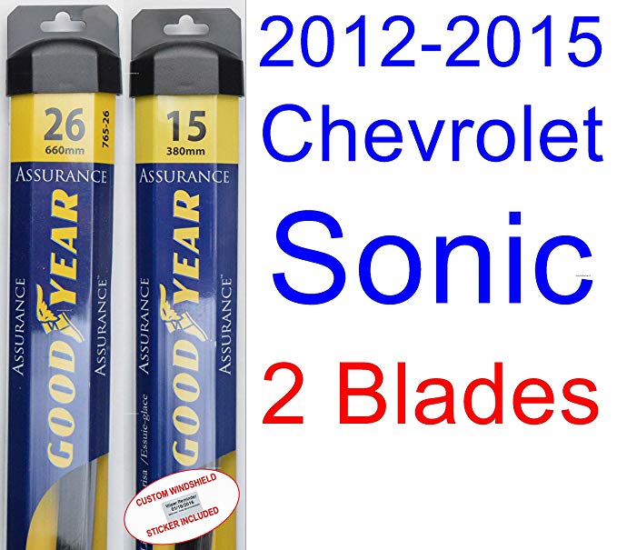 2012-2015 Chevrolet Sonic Replacement Wiper Blade Set/Kit (Set of 2 Blades) (Goodyear Wiper Blades-Assurance) (2013,2014)