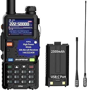 Ham Radio Handheld Baofeng Radio 5RM Long Range Walkie Talkies UV-5R Upgraded Two Way Radio, NOAA Weather, Type C Charging, 999CH Frequency Copy, Rechargeable 2500mAh Battery, Hiking Hunting Trip