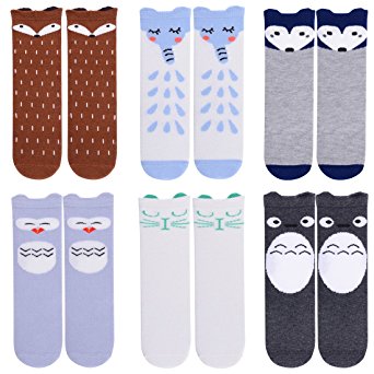 Unisex Baby Girls Socks,Gellwhu 6 Pairs Toddler Boy Animal Knee High Socks