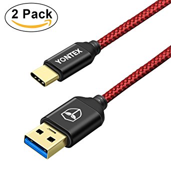2 Packs 3.3ft USB Type C Cable, USB C to USB A 3.0 Nylon Braided Fast Charging and Sync Cord for New MacBook , Google Pixel, OnePlus 3, LG G6, Samsung S8 Plus, Nintendo Switch and More by YONTEX