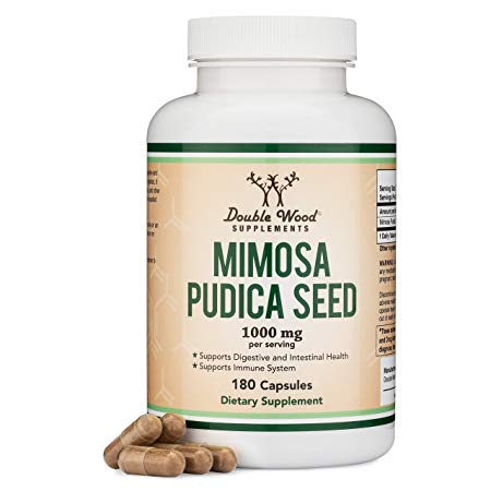 Mimosa Pudica Seed Capsules (180 Capsules, 3 Month Supply) 1000mg per Serving for Intestinal Support and Parasite Cleanse for Adults, Made and Tested in The USA by Double Wood Supplements