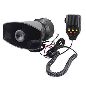 GAMPRO Car Recording Siren Speaker, 12V 80W 3 Tones Car Siren Horn Speaker and Mic PA Speaker System with Recording Function, Volume Control, Switch on-off Function, Status Indicator Light